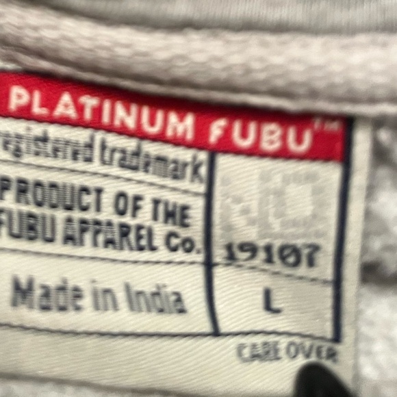 Y2K Platinum Fubu Sz L Spell Out Logo Gray Hoodie Sweatshirt - Picture 10 of 10